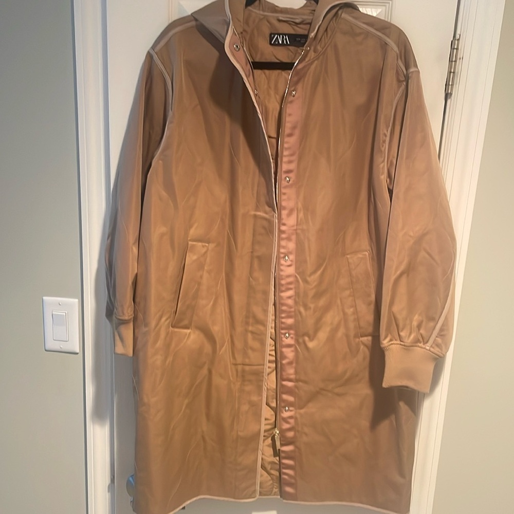 NWOT ZARA all weather coat with hood size S